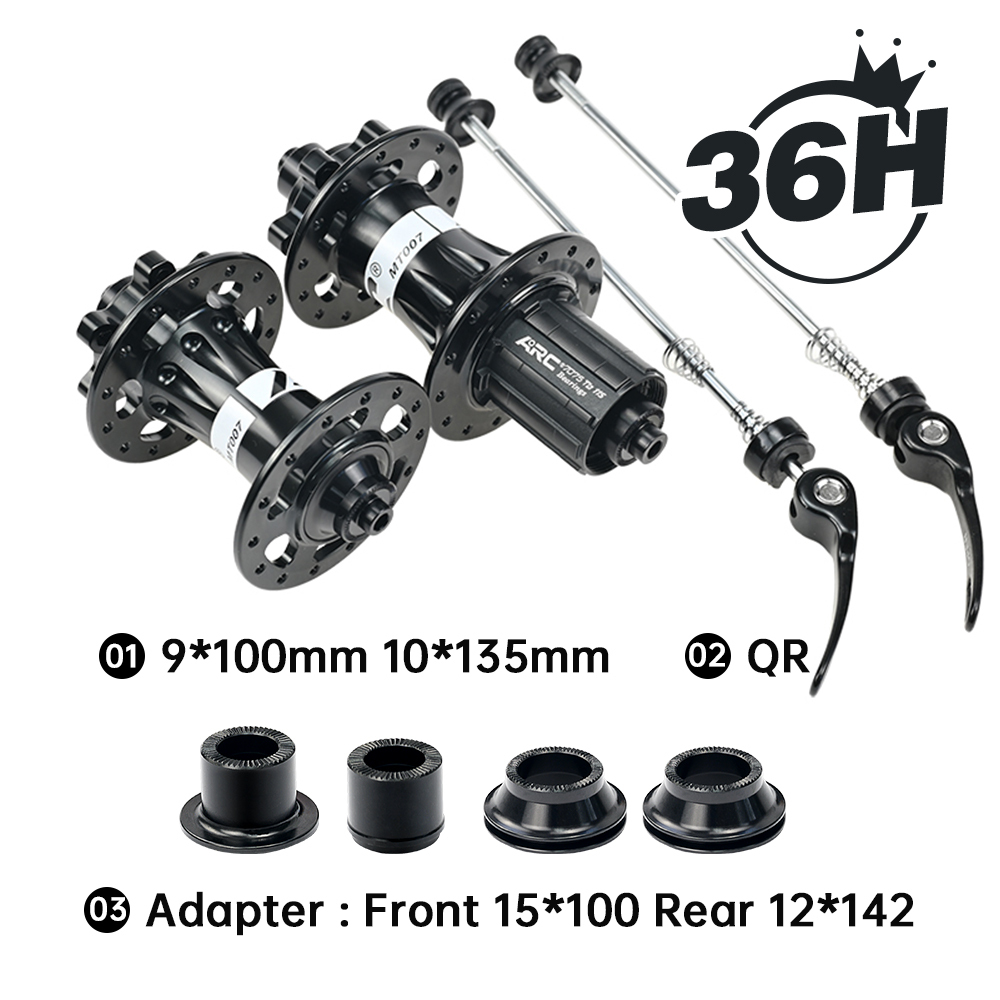 ARC MT-007F/R 28H/32H/36H Mountain Bike Hub Aluminum alloy Front 9x100 15x100 Rear 10x135 12x142 MTB Bicycle Hub Shimano 8 9 10 11 Speed