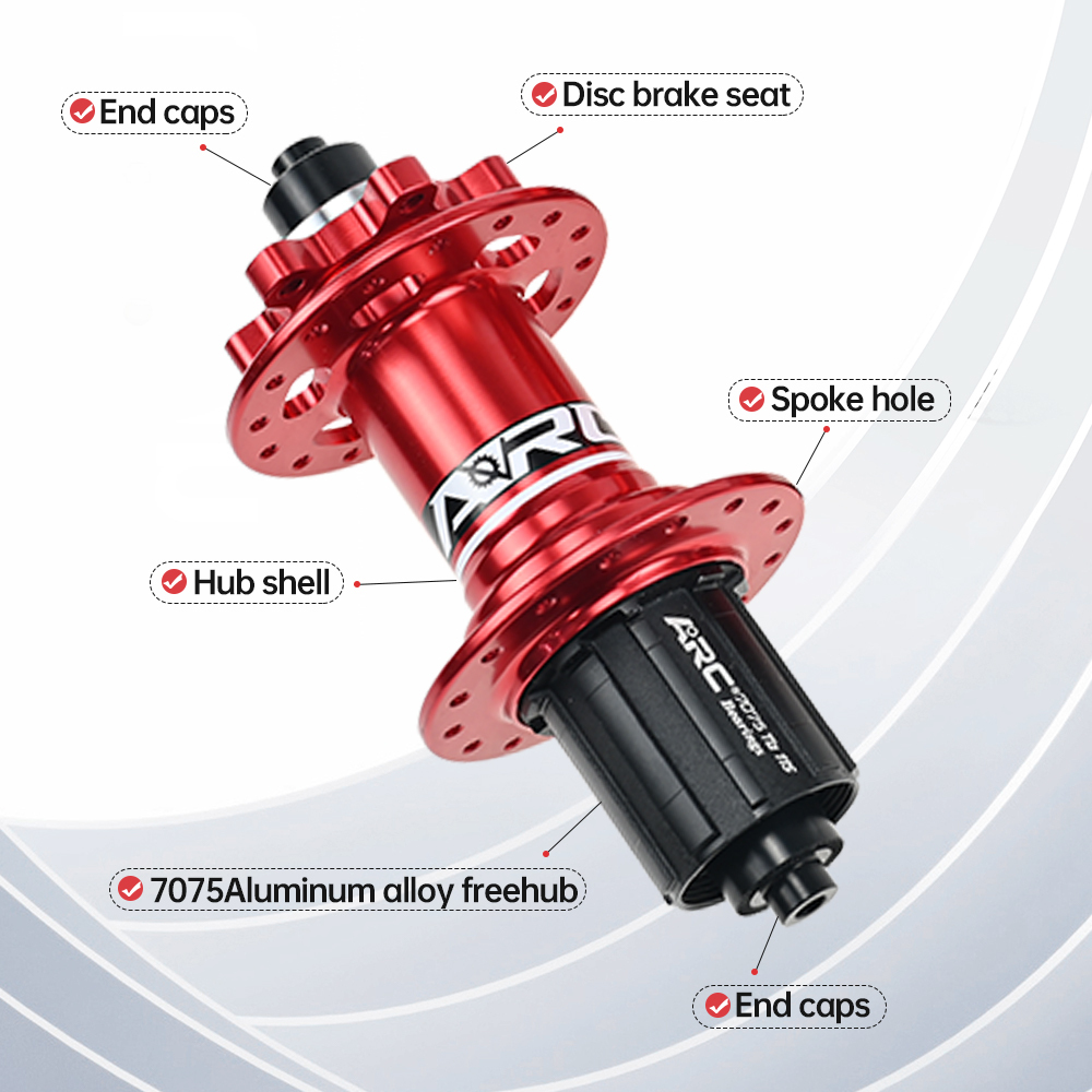 ARC MT-005F/R 32 Holes Skewer Hub Parts Disc Brake MTB Hub Black/Red Aluminum Mountain Bike Hubs