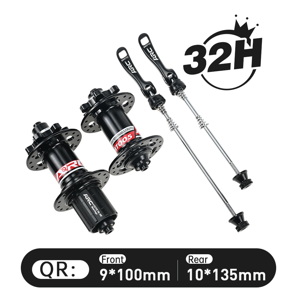 ARC MT-005F/R 32 Holes Skewer Hub Parts Disc Brake MTB Hub Black/Red Aluminum Mountain Bike Hubs