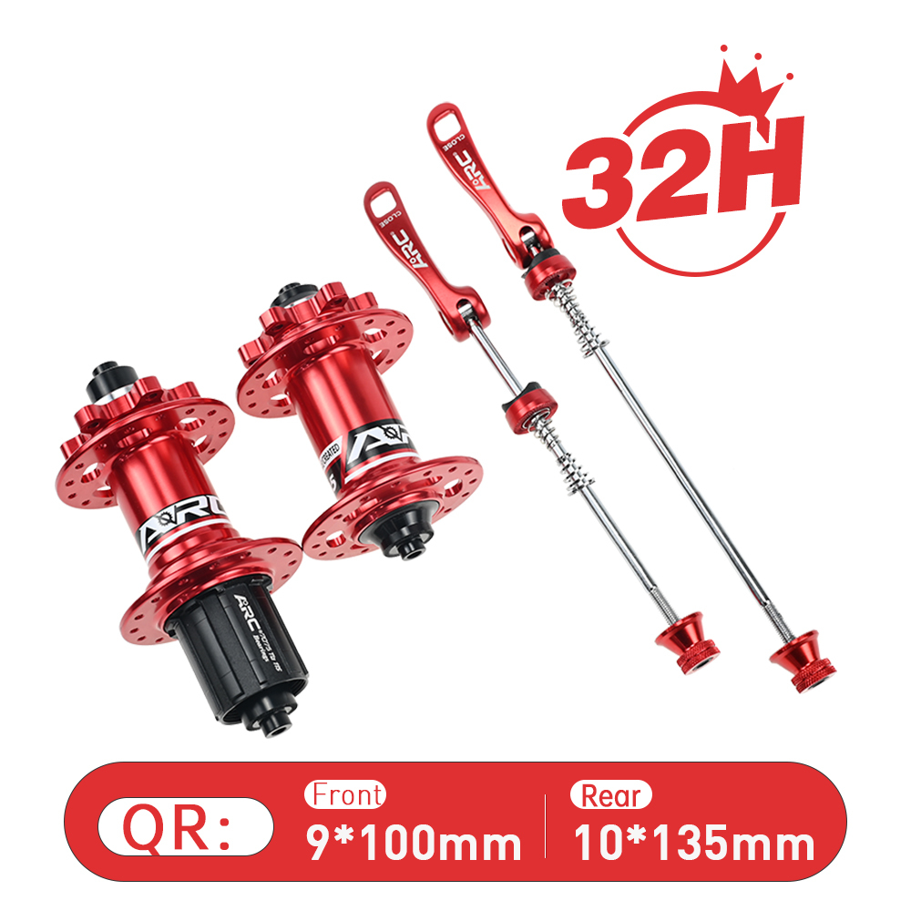 ARC MT-005F/R 32 Holes Skewer Hub Parts Disc Brake MTB Hub Black/Red Aluminum Mountain Bike Hubs