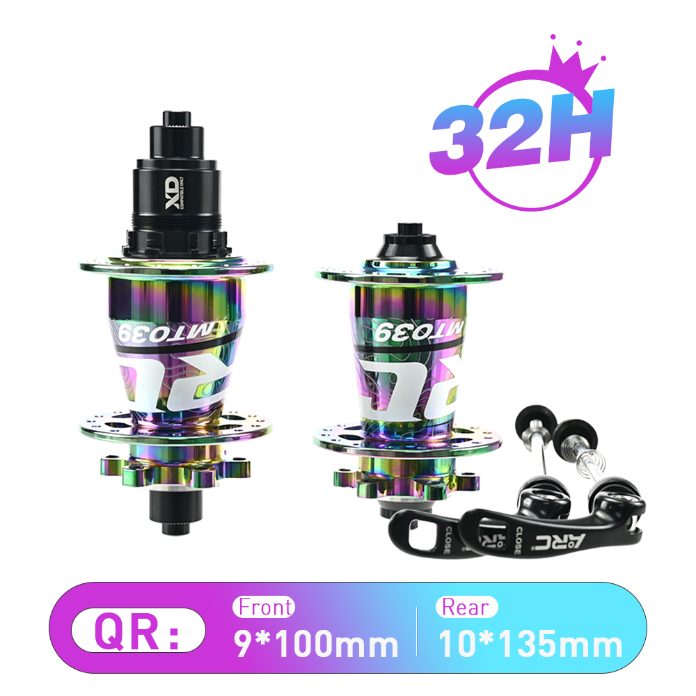 Arc MT-039F/R rainbow color MTB Bicycle Hub Front Hub Rear Hub 6 pawl 114 Clicks Bicycle Bearings Hub for HG 11V Sram XD GX NX SX 8 9 10 11 12 Speed