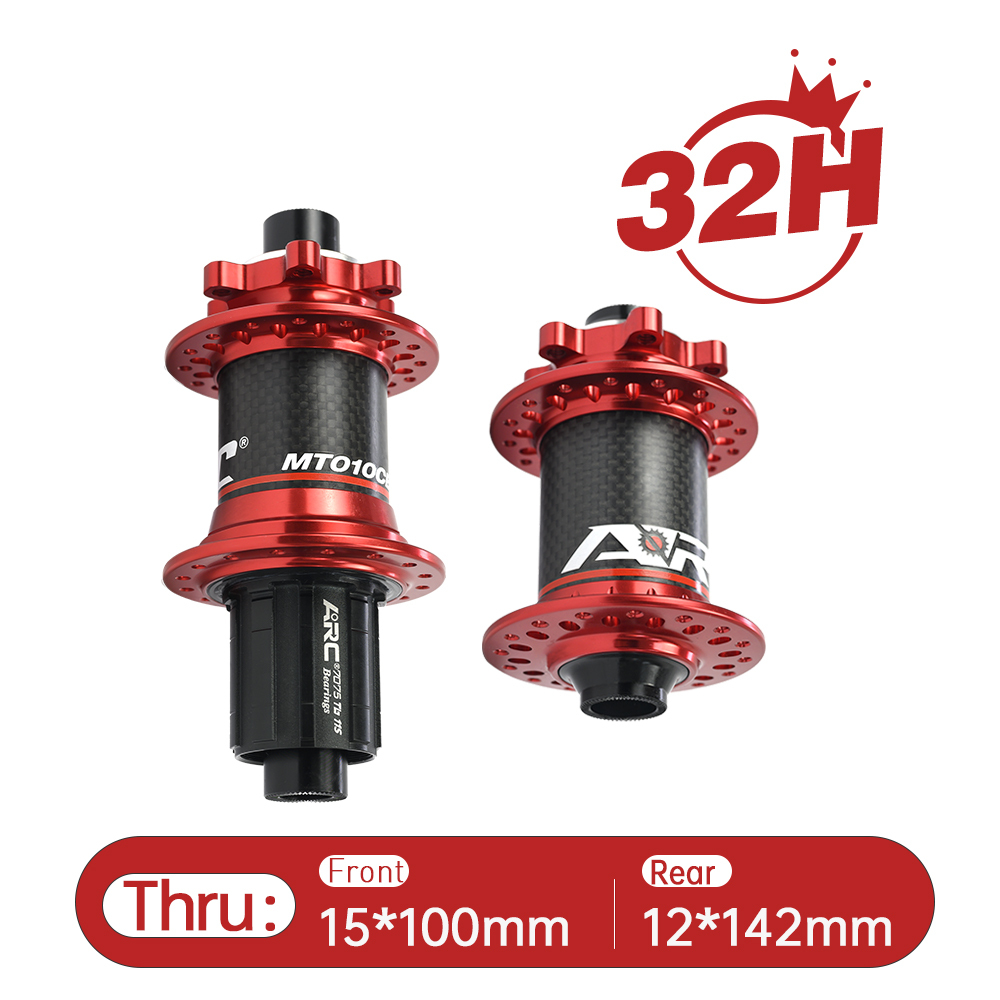 ARC MT-010F/RCB 32 Holes MTB Hub Carbon Fiber Front 9x100 15x100 Rear 10x135 12x142 Hub 6-Bolt Disc Bike Bicycle Hub Shimano 8 9 10 11 Speed