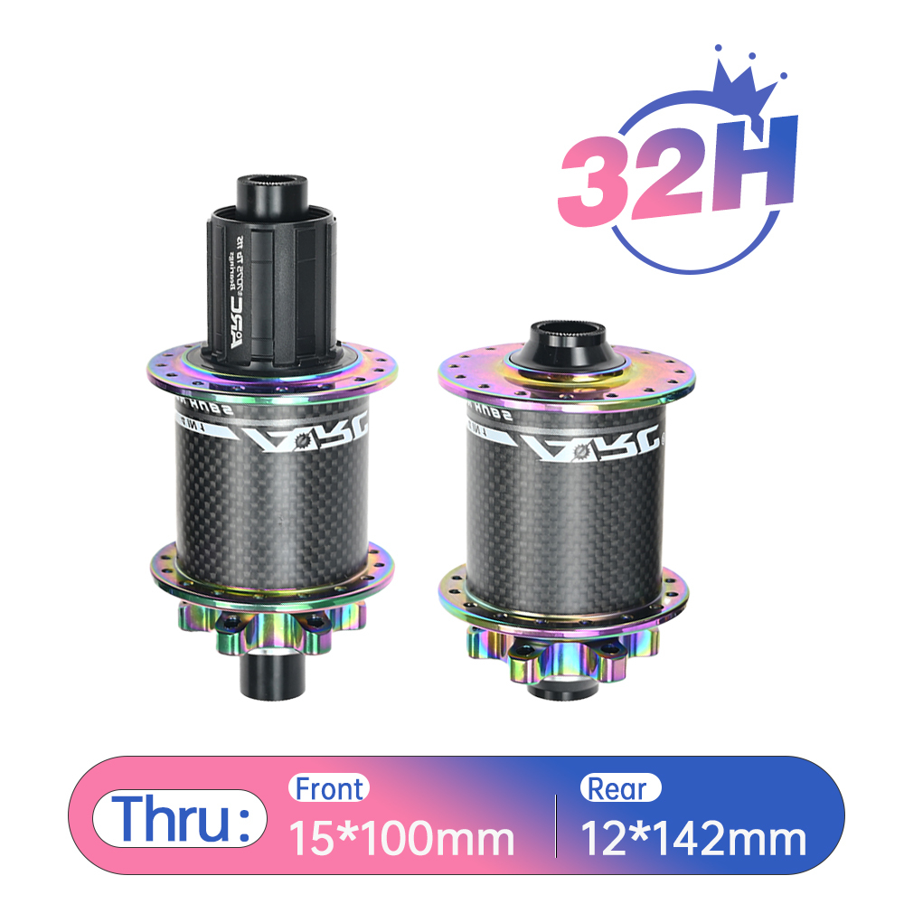 ARC MT-010F/RCB PRO Rainbow Micro Spline 6 Pawls MTB Hub Colorful Carbon Fiber Front 9x100 15x100 Rear 12x142 10x135 Bike Bicycle Hub 12 Speed Disc Hub