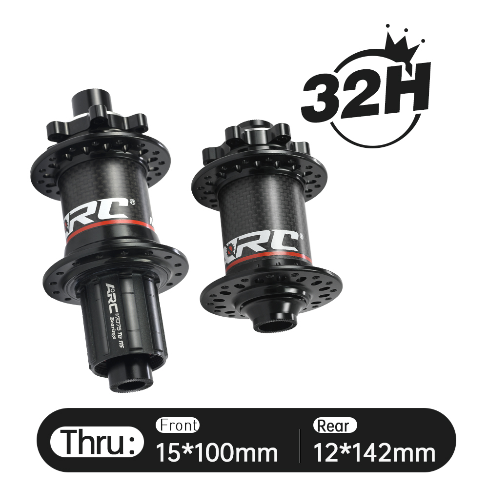 ARC MT-010F/RCB 32 Holes MTB Hub Carbon Fiber Front 9x100 15x100 Rear 10x135 12x142 Hub 6-Bolt Disc Bike Bicycle Hub Shimano 8 9 10 11 Speed