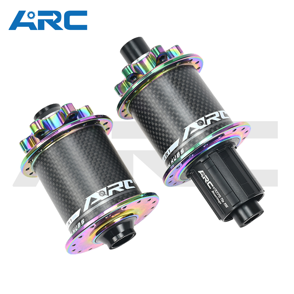 ARC MT-010F/RCB PRO Rainbow Micro Spline 6 Pawls MTB Hub Colorful Carbon Fiber Front 9x100 15x100 Rear 12x142 10x135 Bike Bicycle Hub 12 Speed Disc Hub