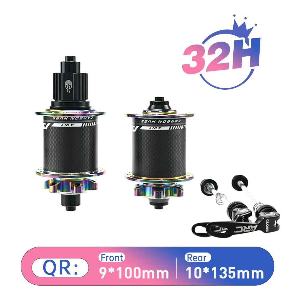 ARC MT-010F/RCB PRO Rainbow Micro Spline 6 Pawls MTB Hub Colorful Carbon Fiber Front 9x100 15x100 Rear 12x142 10x135 Bike Bicycle Hub 12 Speed Disc Hub