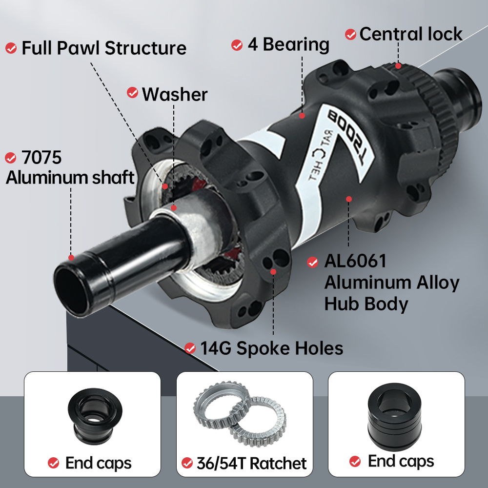 ARC 28 Holes BOOST Hub MT-051F/R BOOST Center Lock/6 Disc Bolt Mountain Bike Hub HG/MS/Sram XD 8 9 10 11 12 Speed 36T/54T/6 Pawls Bicycle Hub