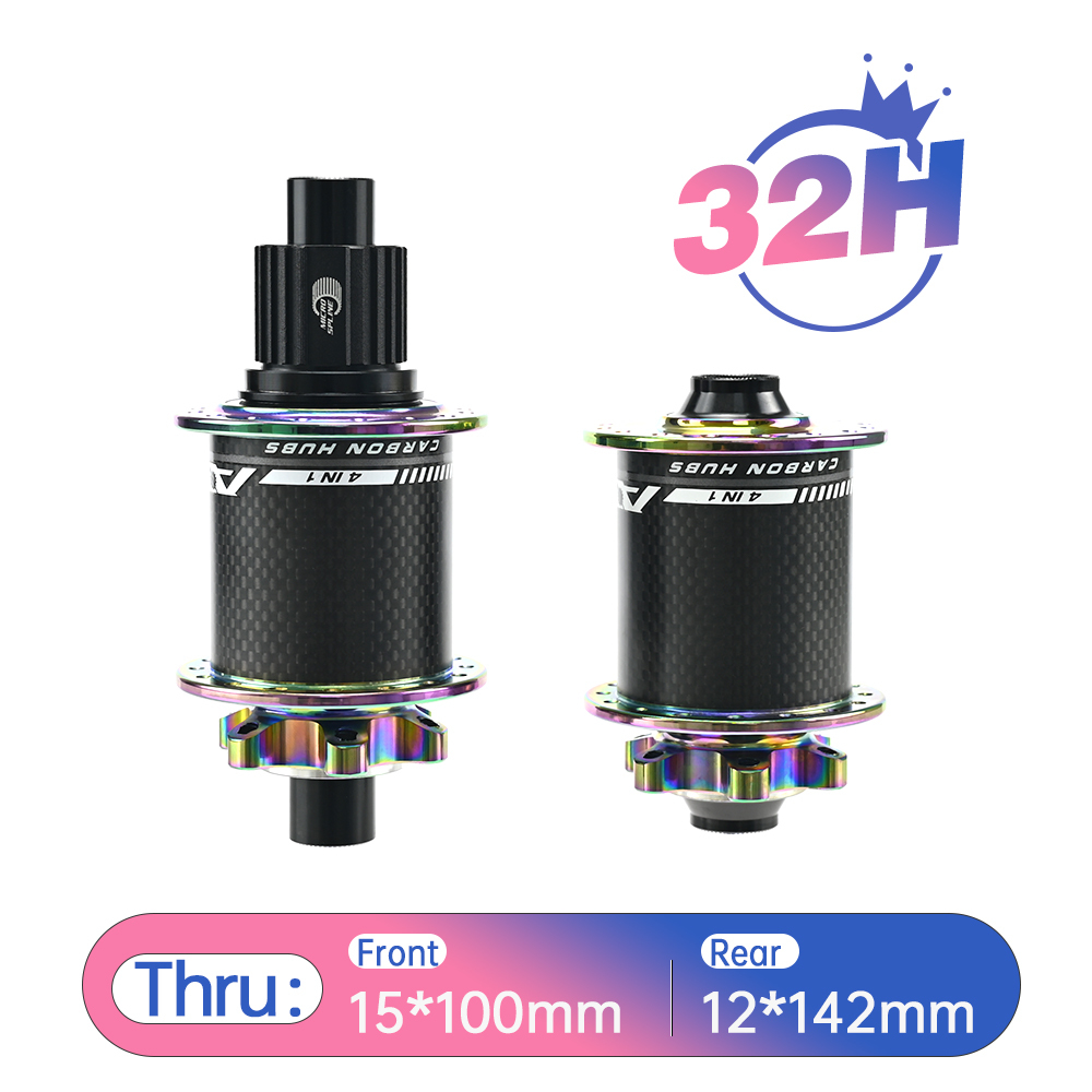 ARC MT-010F/RCB PRO Rainbow Micro Spline 6 Pawls MTB Hub Colorful Carbon Fiber Front 9x100 15x100 Rear 12x142 10x135 Bike Bicycle Hub 12 Speed Disc Hub
