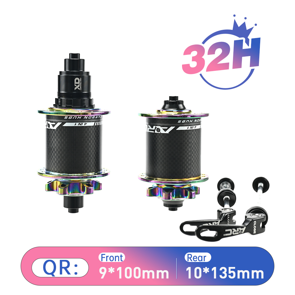 ARC MT-010F/RCB PRO Rainbow Micro Spline 6 Pawls MTB Hub Colorful Carbon Fiber Front 9x100 15x100 Rear 12x142 10x135 Bike Bicycle Hub 12 Speed Disc Hub