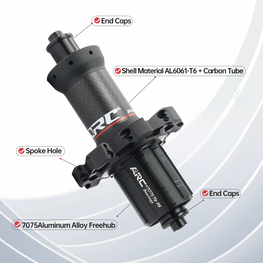 ARC RT-025F/RCB Road Bike Carbon Fiber Hub 6 Palws 72 ring/sound Quick Release Straight Pull 20/24 hole ultra light V brake 8 9 10 11 speed SramXD12S