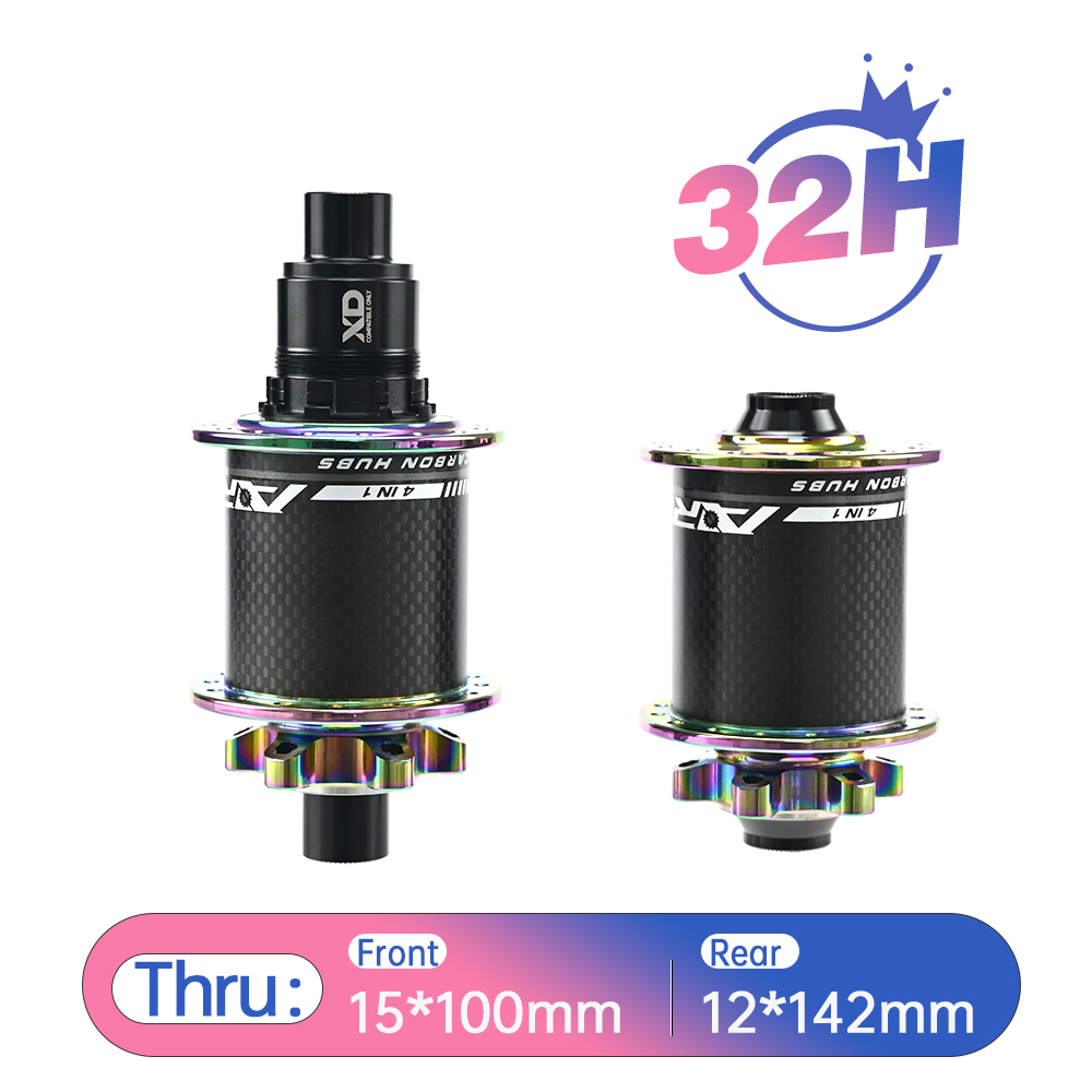 ARC MT-010F/RCB PRO Rainbow Micro Spline 6 Pawls MTB Hub Colorful Carbon Fiber Front 9x100 15x100 Rear 12x142 10x135 Bike Bicycle Hub 12 Speed Disc Hub