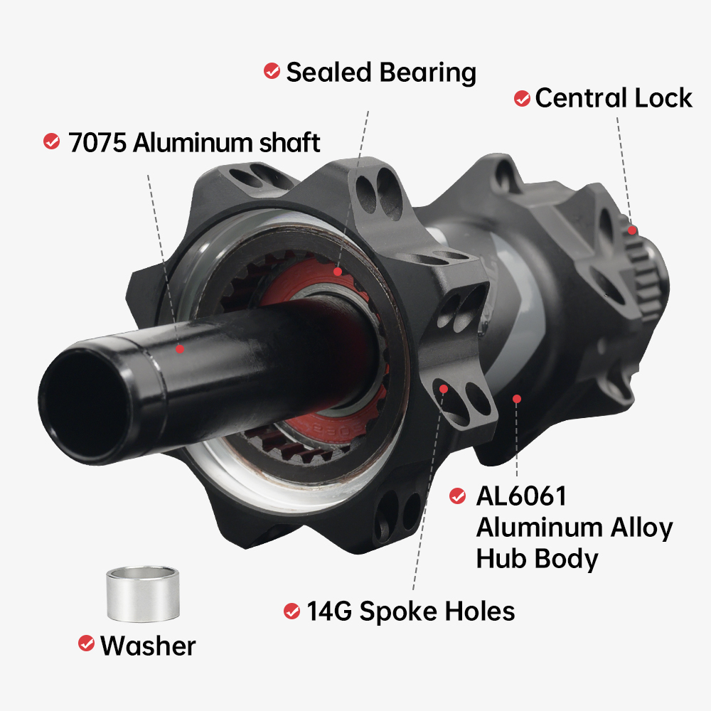 Alloy Bicycle Parts Thru Axle Bearings Hub Road Disc Gravel Bike Hub 20/24 Holes HG 11S / 12S Carbon Spoke Racing Bicycle Hubs
