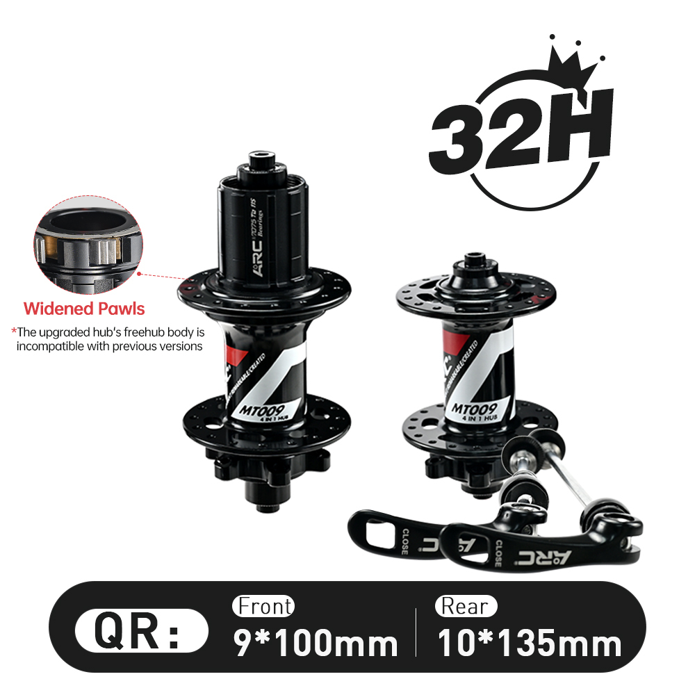 ARC Best Sale MT009F/R MTB Hub 28H / 32H / 36H Black Color BIke Bicycle Hub Micro Spline Front Hub 9x100 15x100 Rear Hub 10x135 12x142 Shimano 8-12V / XDR 12V