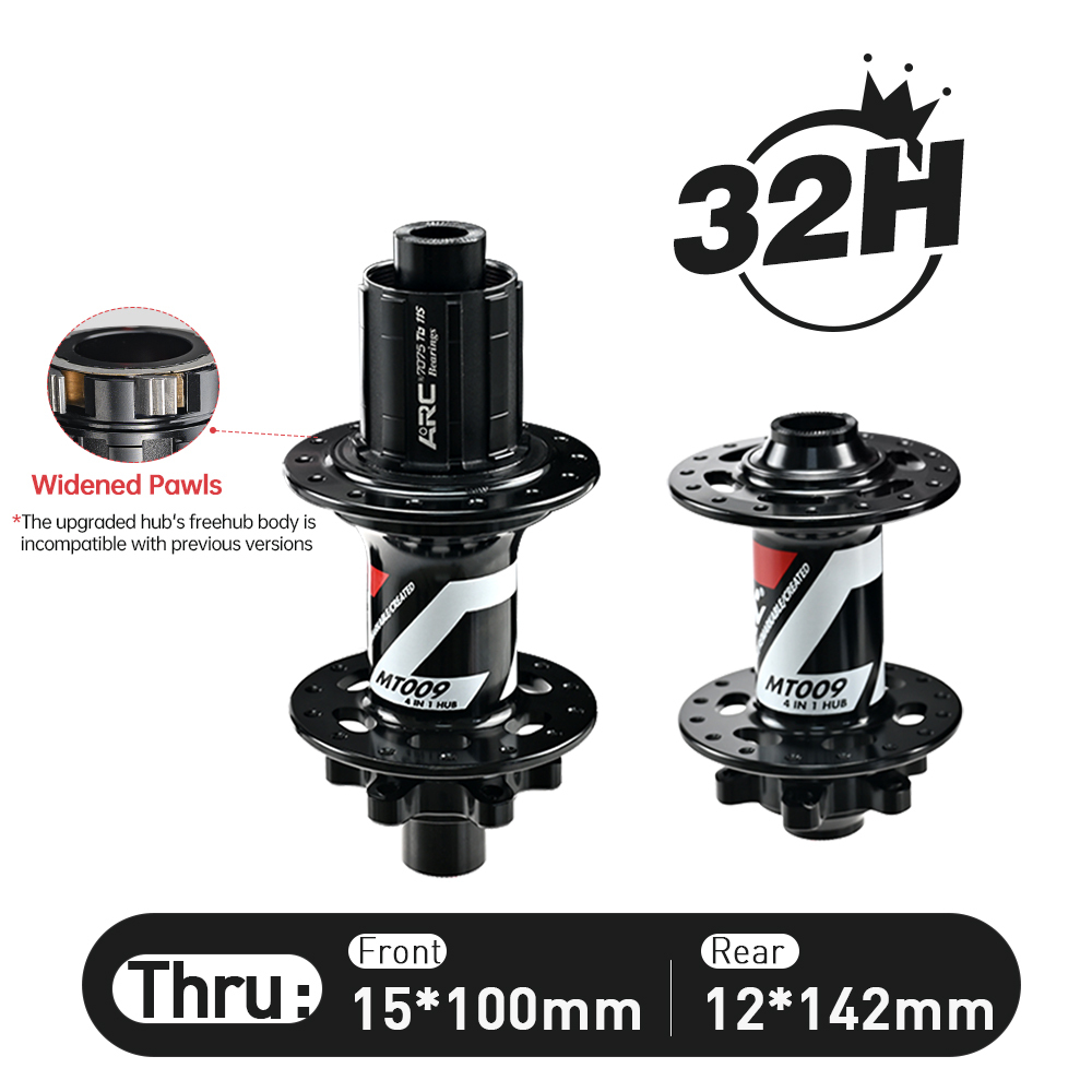 ARC Best Sale MT009F/R MTB Hub 28H / 32H / 36H Black Color BIke Bicycle Hub Micro Spline Front Hub 9x100 15x100 Rear Hub 10x135 12x142 Shimano 8-12V / XDR 12V