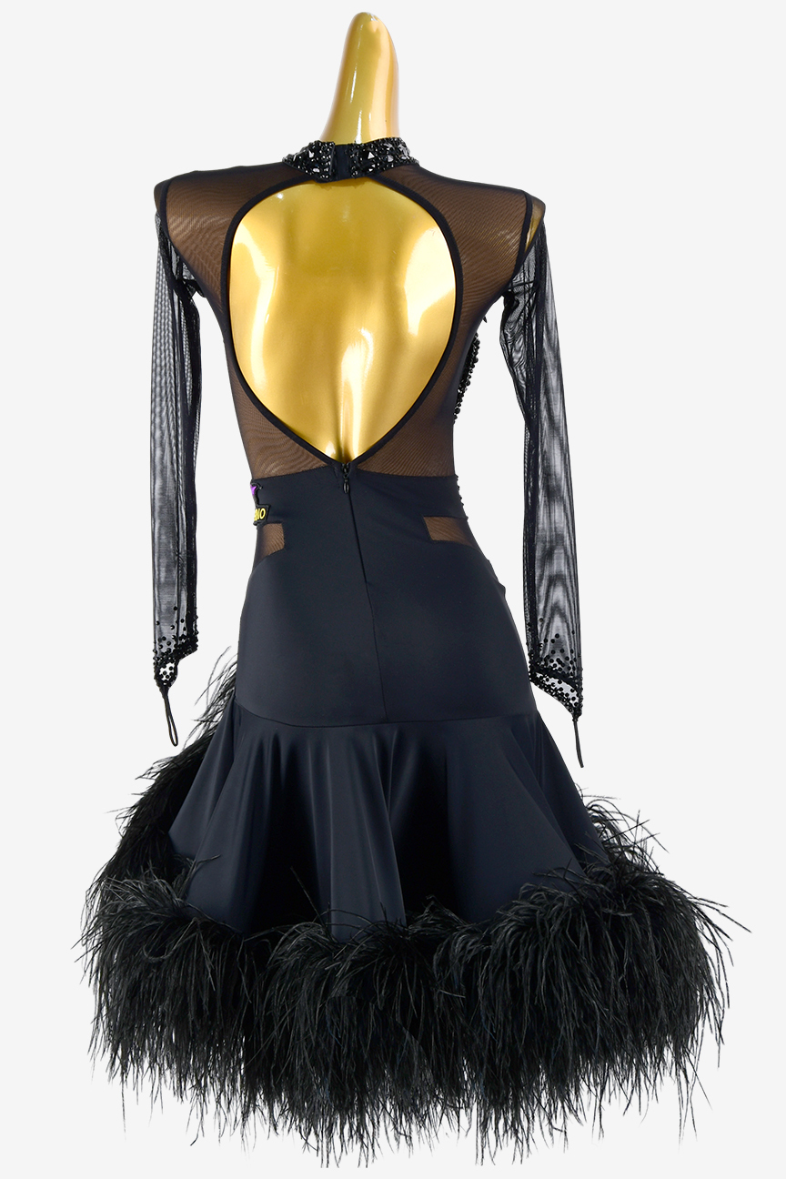 Custom Latin suit with black ostrich feathers