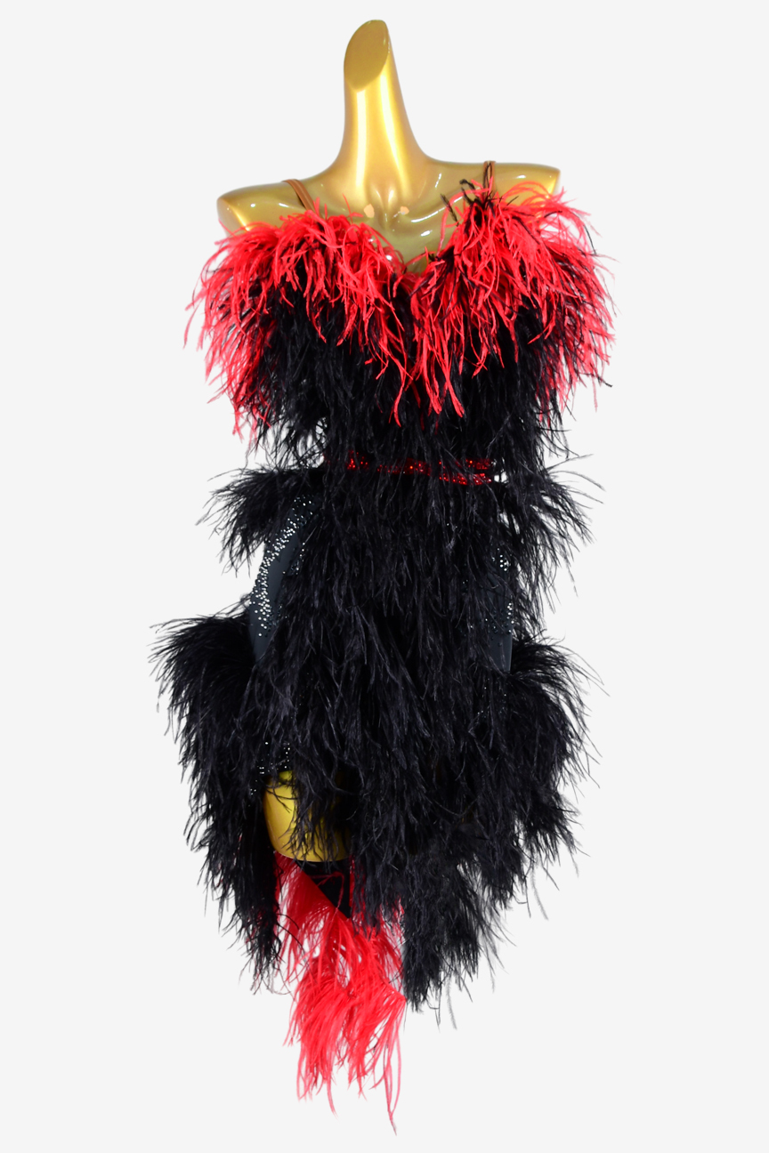 Custom Latin suit with black ostrich fur