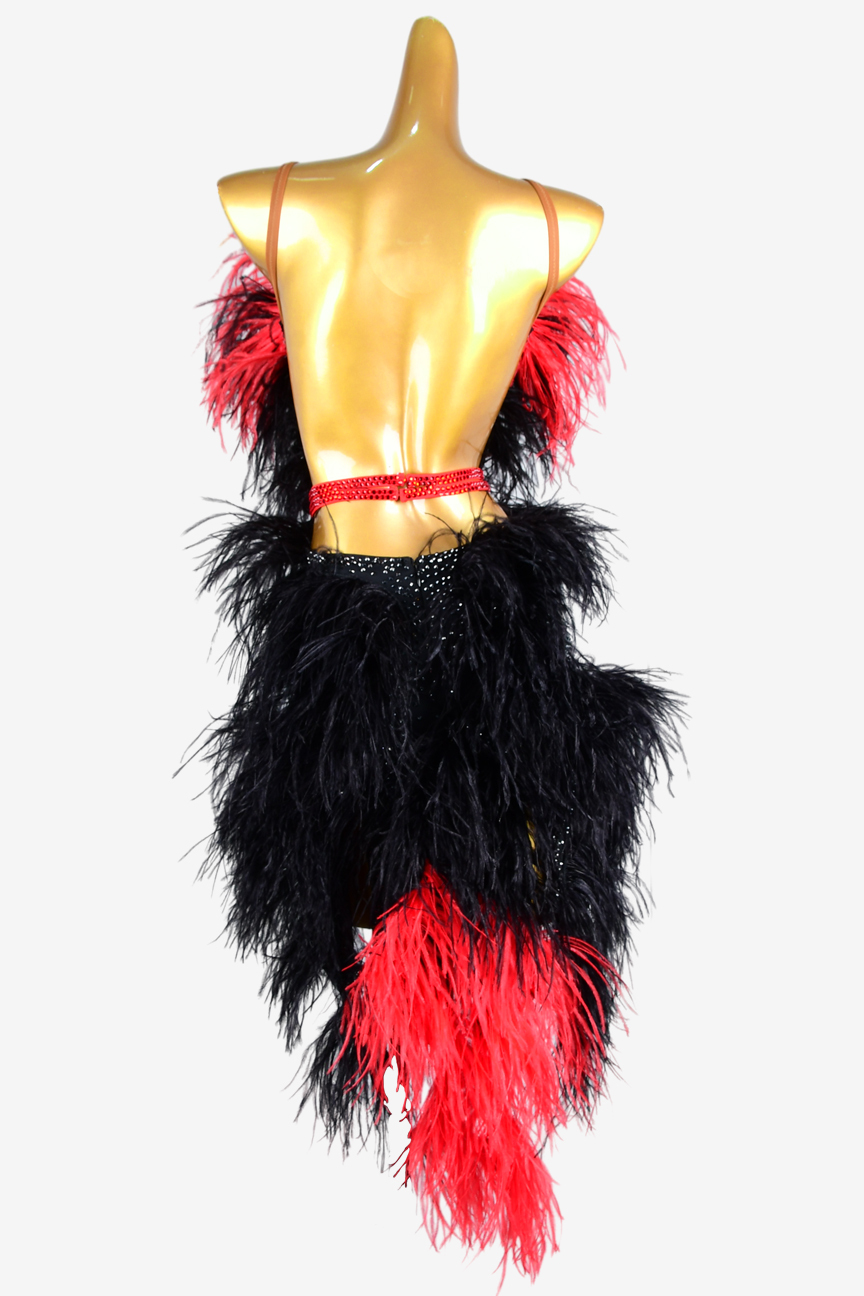 Custom Latin suit with black ostrich fur