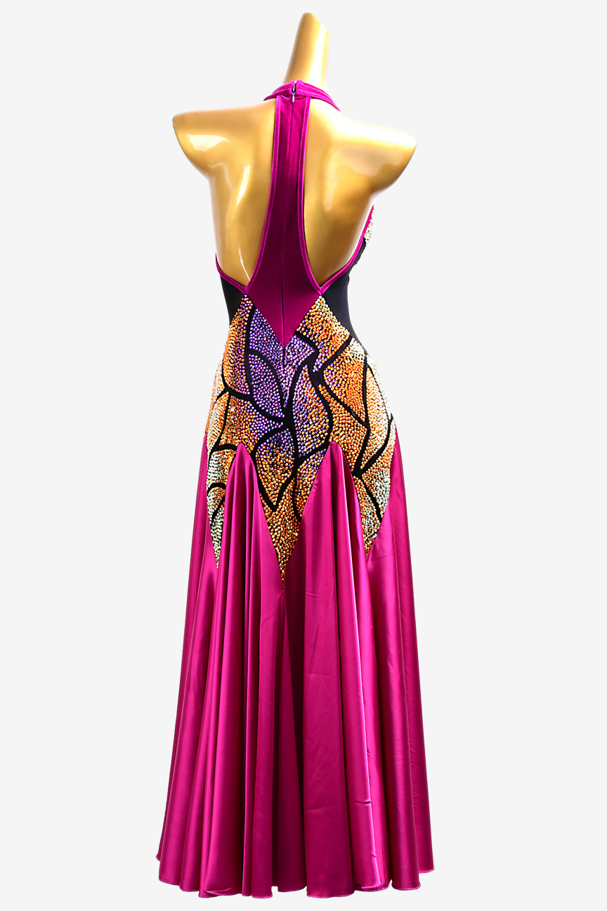 New custom Latin modern dress in gradient rose red
