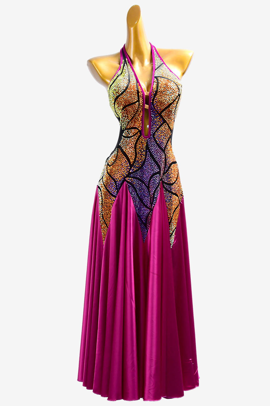 New custom Latin modern dress in gradient rose red