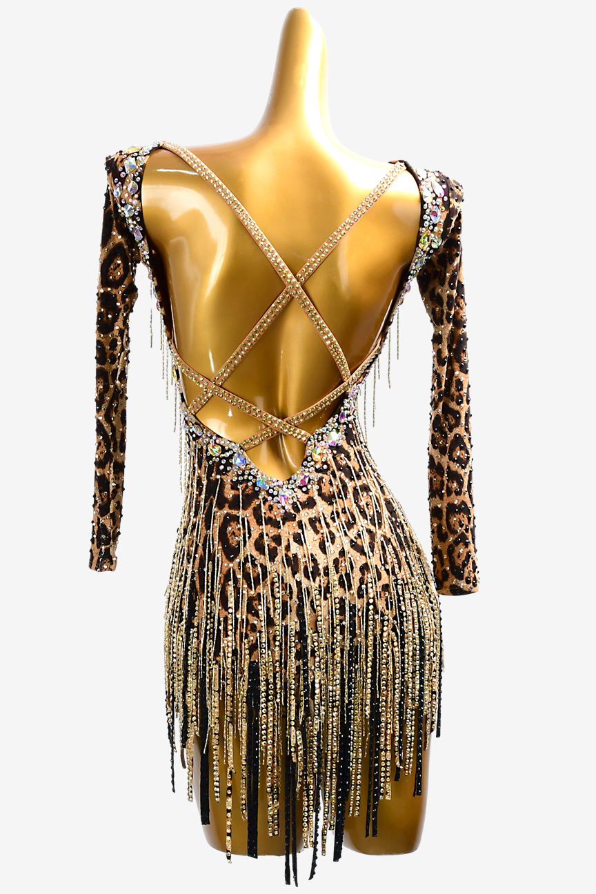 Leopard print diamond bead tube custom Latin race suit