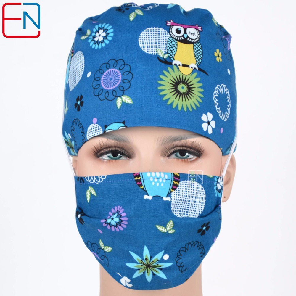 top quality blue medical caps ,surgical caps in 100% cotton with night olws
