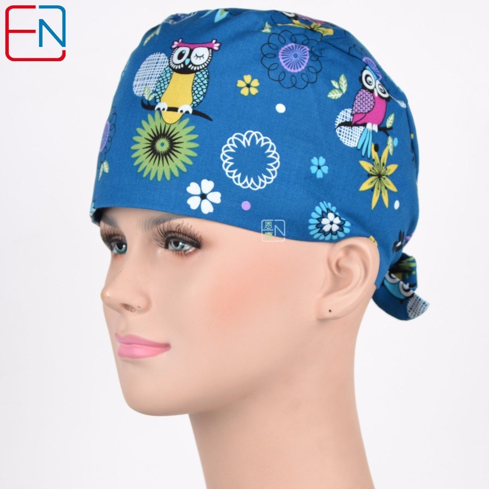 top quality blue medical caps ,surgical caps in 100% cotton with night olws