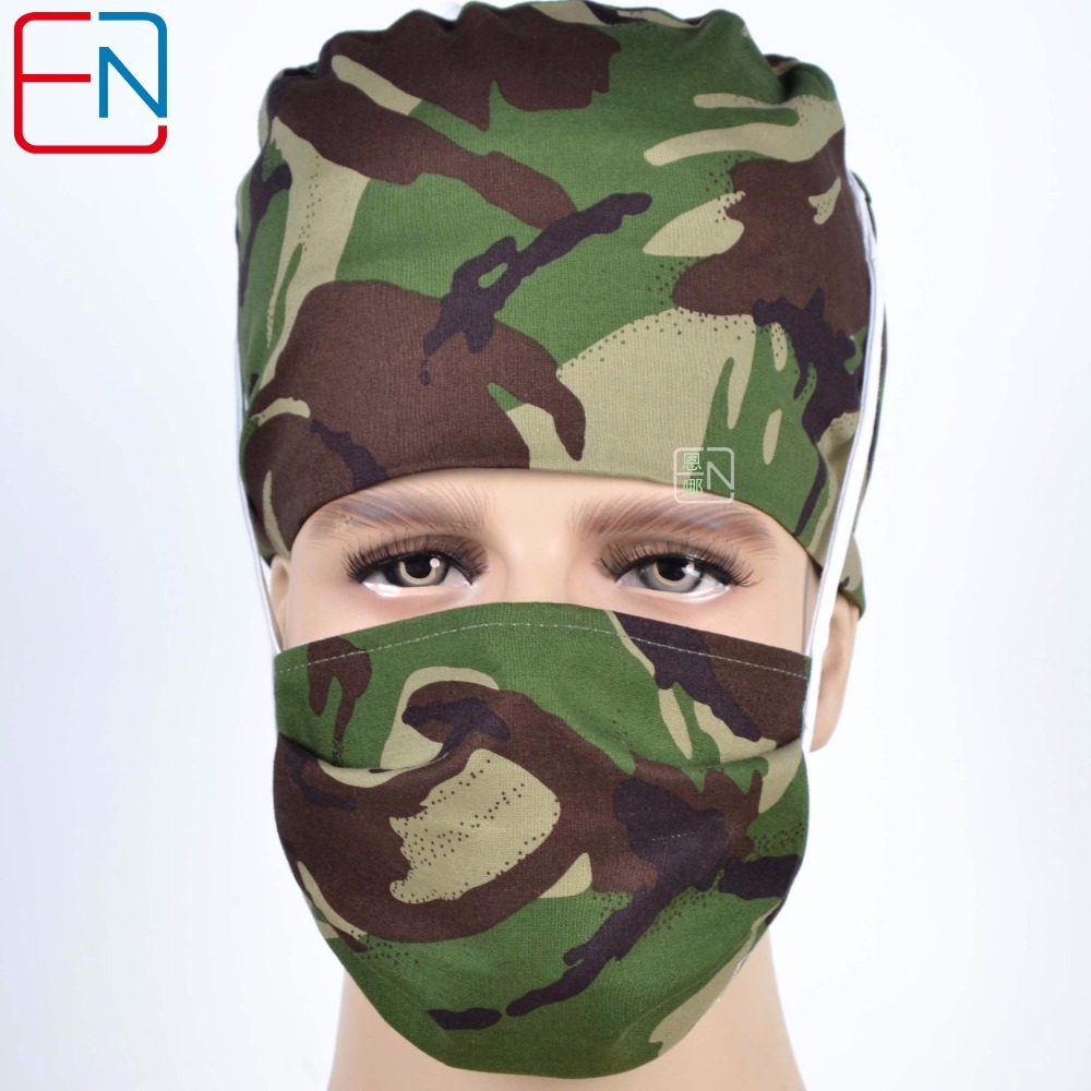 New Surgical Caps Medical Newly Surgical Scrub Caps Mask For Men Women With Sweatband 100% Cotton Medical Caps Printed Unisex