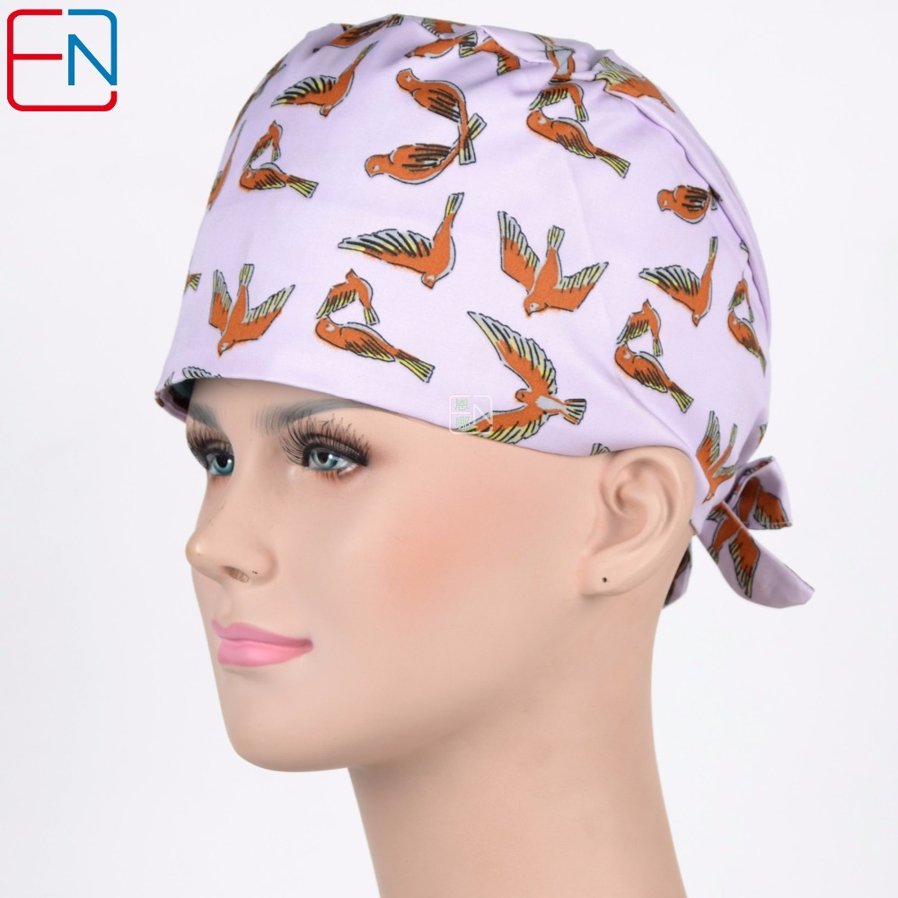 Hennar Women medical Scrub Caps in 2 Sizes,with Sweatband 100% Cotton Surgical Caps