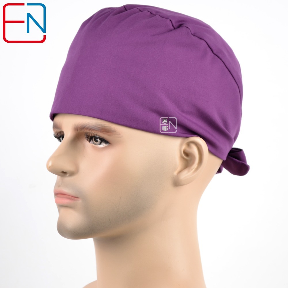 Hennar surgical cap  doctors and nurses cap cotton hat with short hair apply a solid color T/C