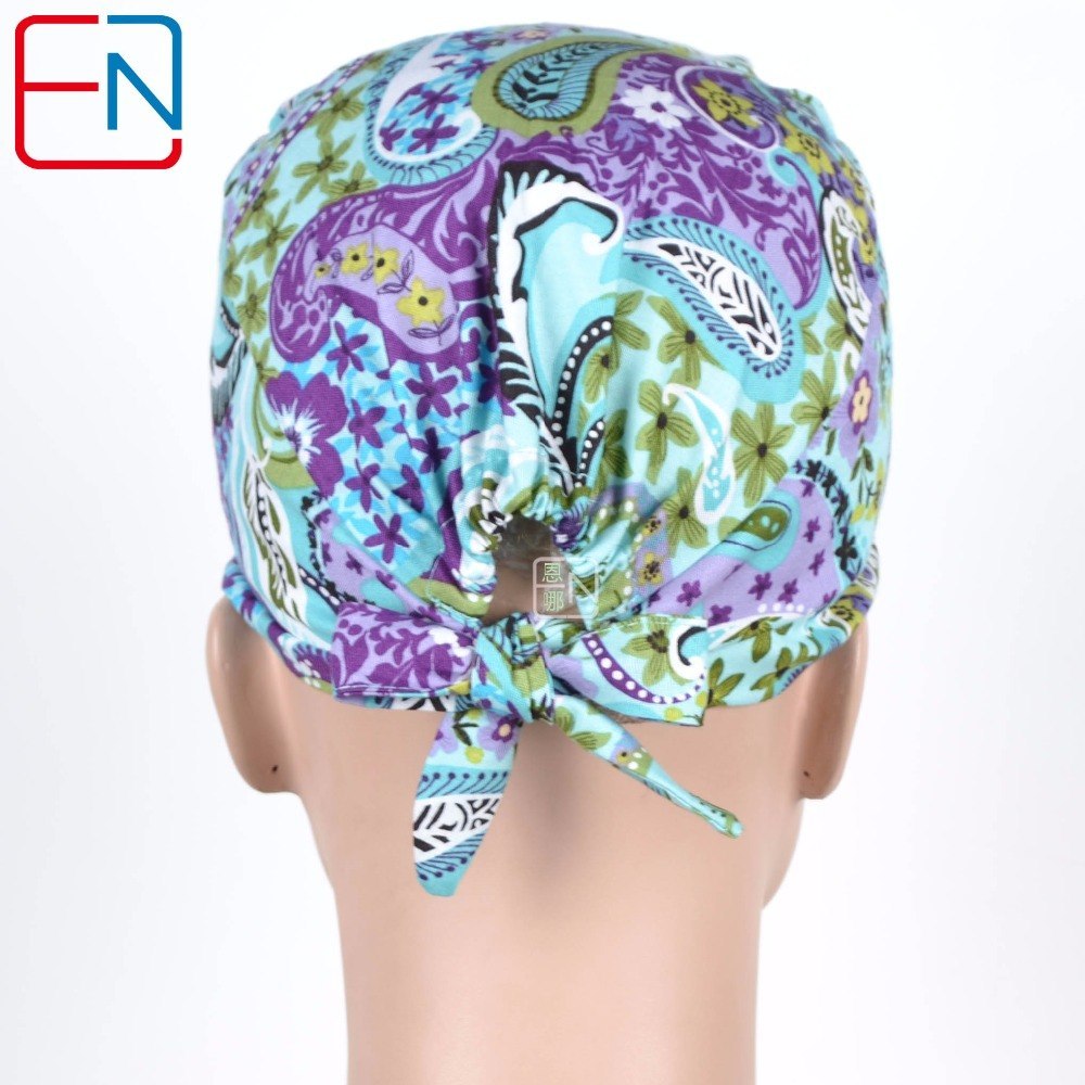 Factory Sales directly big sales medical scrubs in different patterns ,surgical caps 3 sizes scrub caps Qingyezihua