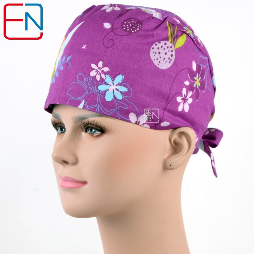 NEW  long hair medical caps 100% cotton with sweatband