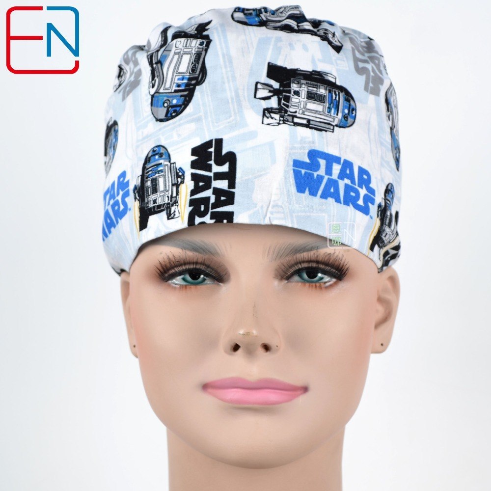 New Surgical Caps Medical Newly Surgical Scrub Caps Mask For Men Women With Sweatband 100% Cotton Medical Caps Printed Unisex
