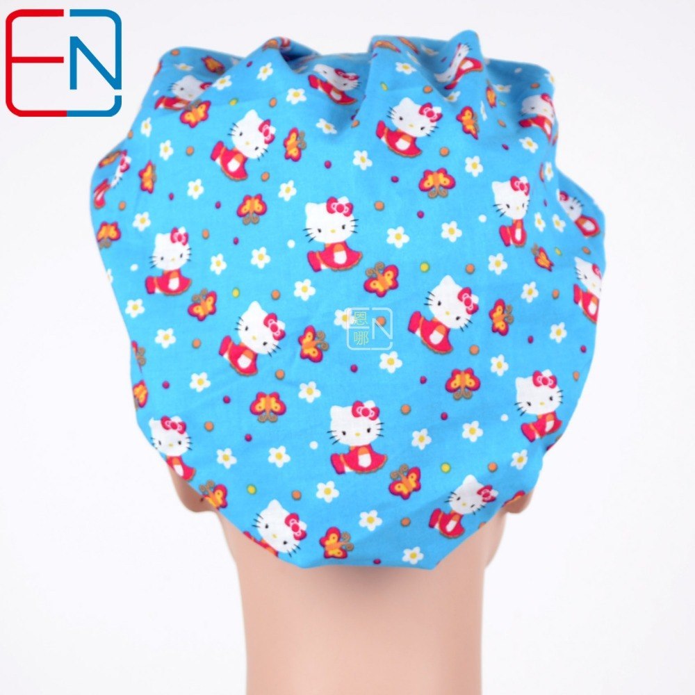 women Surgical  bouffant caps doctors and nurses cap with printed cotton materical and  free shipping
