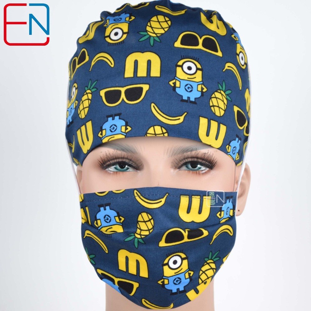 Factory Sales directly big sales medical scrubs in different patterns ,surgical caps 3 sizes scrub caps Aixin huangren