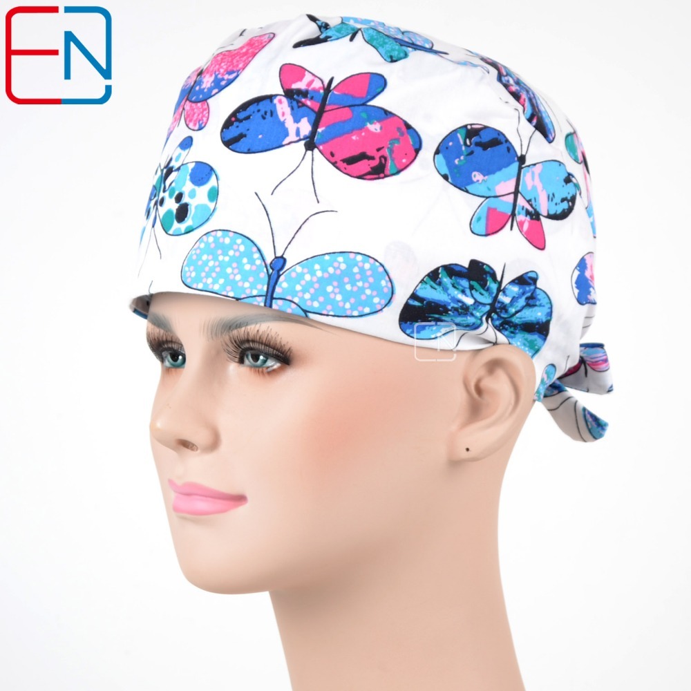 high quality surgical caps for long hair butterfly