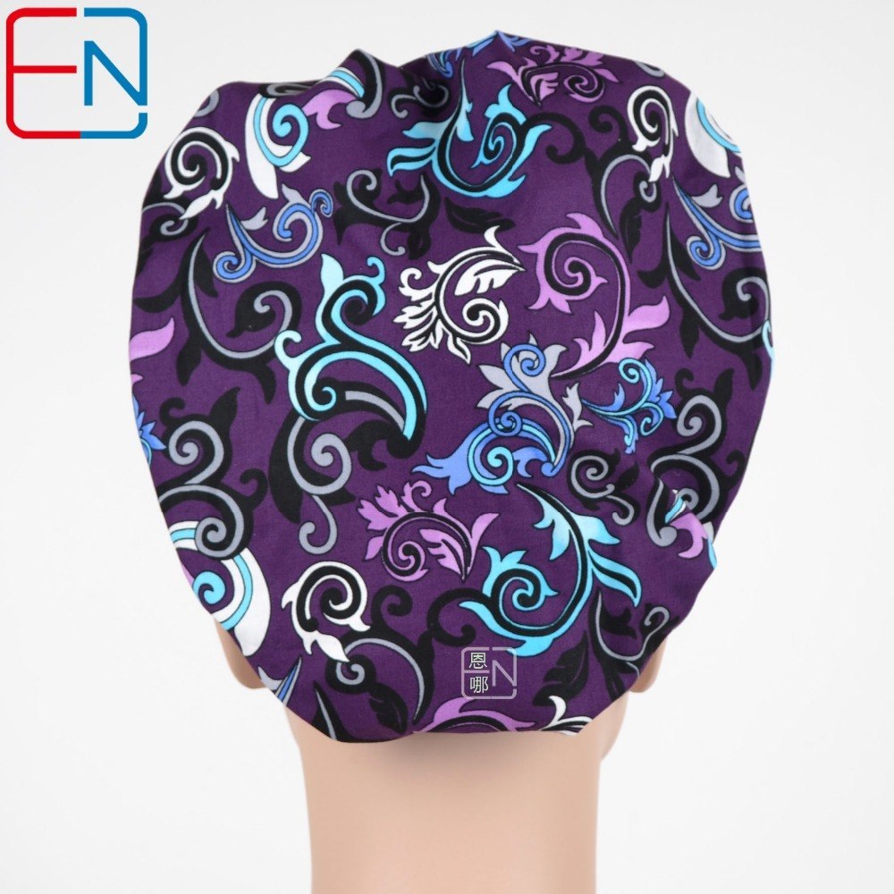 Matin Surgical caps doctors and nurses cap and printed cotton cap long hair bouffant hat