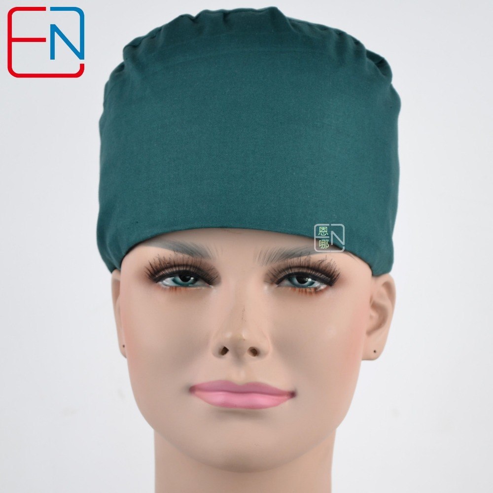Hennar surgical caps for doctors and nurses caps,100% cotton scrub caps in dark green