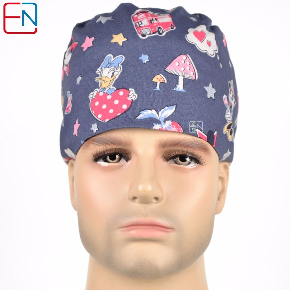 Men surgical caps in grey mickey minnie