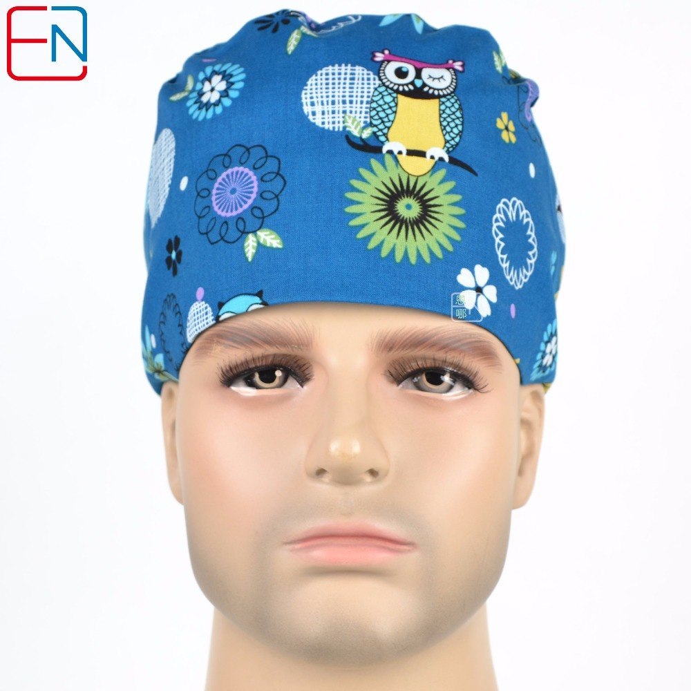 Hennar brand unisex surgical caps in blue