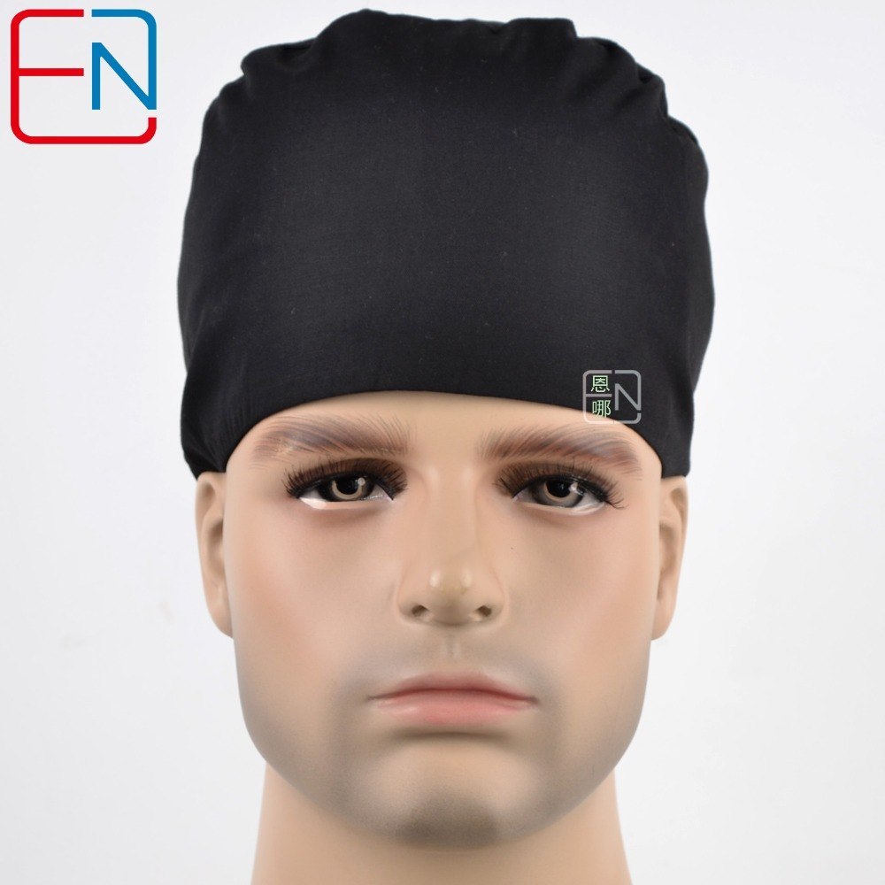 new unisex surgical caps 100% cotton pure black