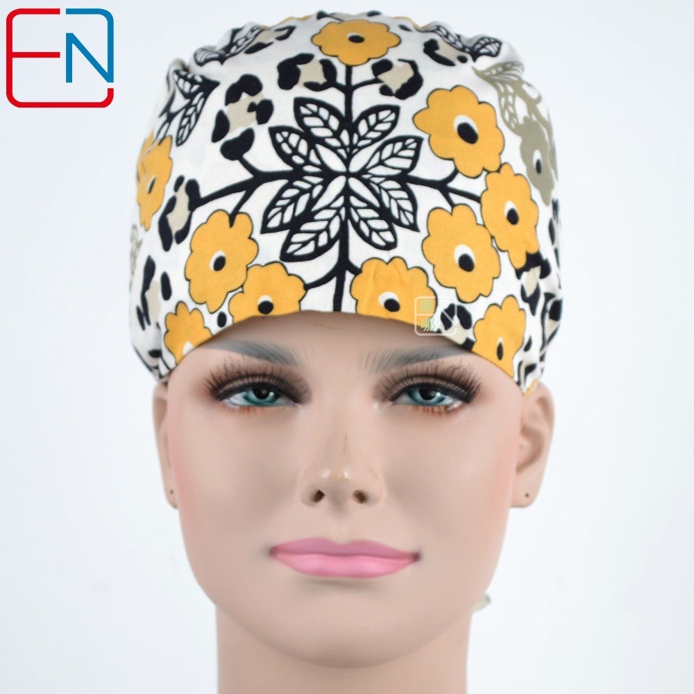 Matin scrub hats for female doctors and nurses 100% cotton print  fibre free shipping