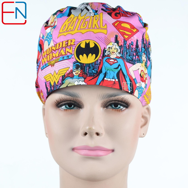 Factory Sales directly big sales medical scrubs in different patterns ,surgical caps 3 sizes scrub caps meinvchaoren