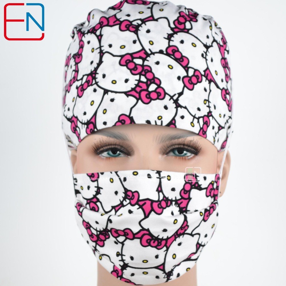 Factory Sales directly big sales medical scrubs in different patterns ,surgical caps 3 sizes scrub caps xiaowanzi