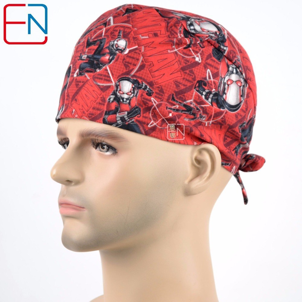 Hennar brand top quality medical caps,100% cotton with size suit for men scrub caps in red 2 sizes for choice footprint