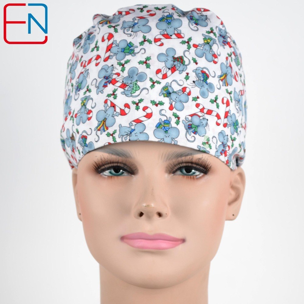 Christmas design Scrub Caps Mask  WOMEN Surgical Caps Masks little rat design