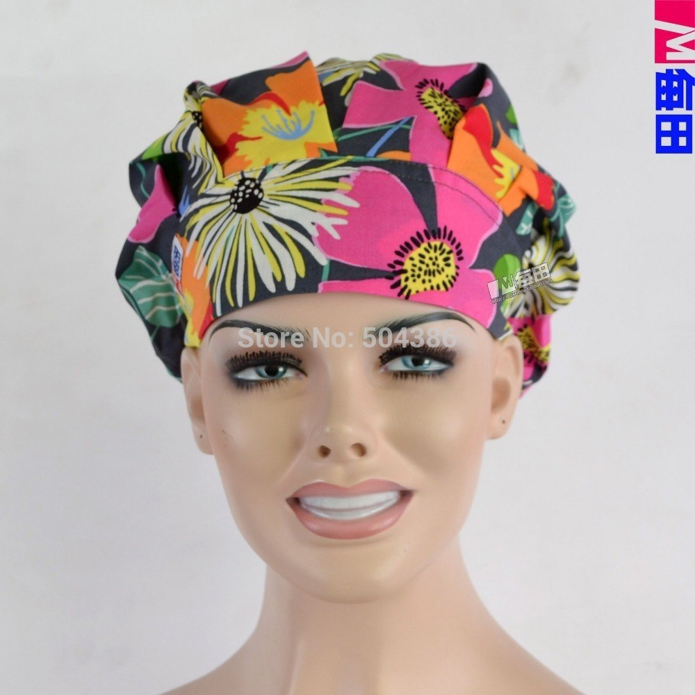 NEW  Surgical caps doctors and nurses cap and printed cotton cap long hair bouffant hat free shipping