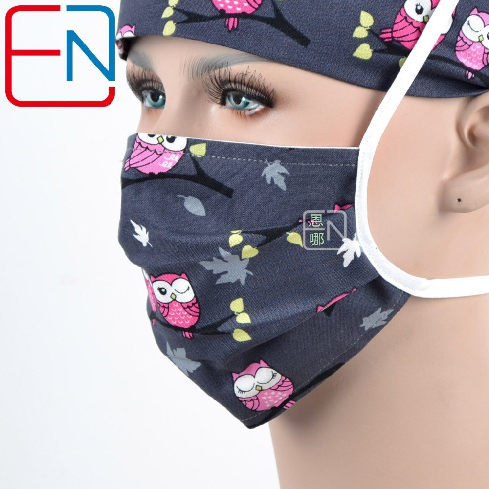 medical caps with night owls for long hair women