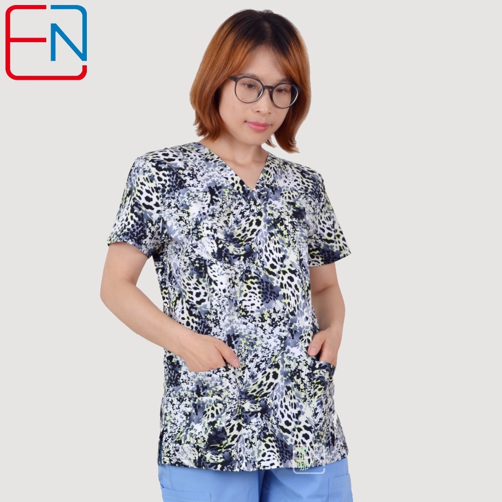 Hennar medical scrubs women in 100% cotton scrubs tops ,women scrub tops,women medical uniforms stretchy material