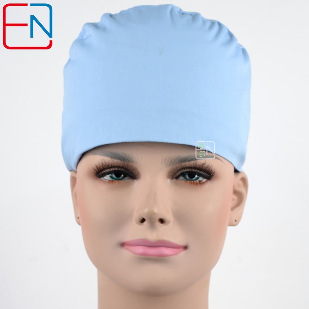 Hennar surgical caps for doctors and nurses caps,T/C scrub caps in light grey blue
