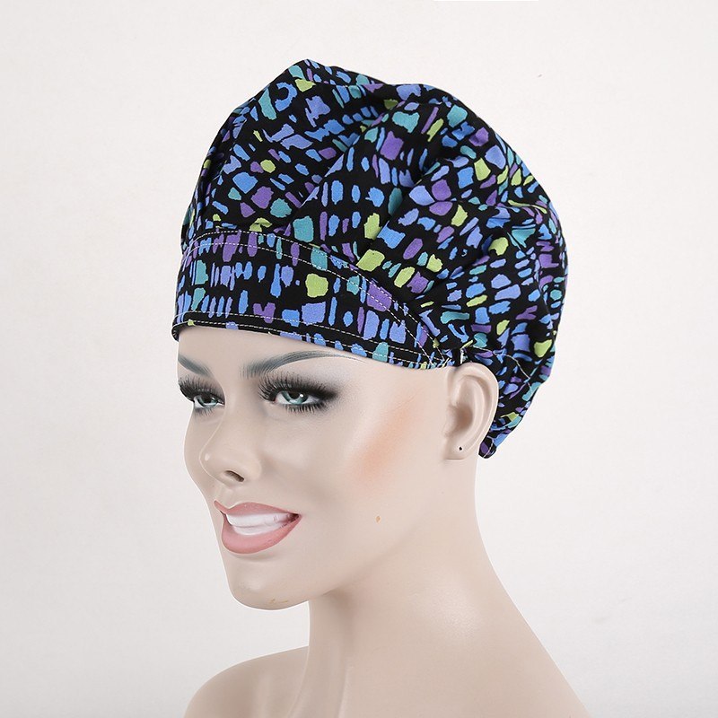 11 Prints surgical bouffant caps nurses caps doctor caps in cotton in black